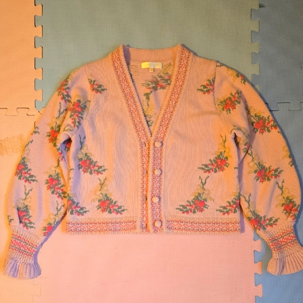 LoveShackFancy Pink Cardigan Sweater